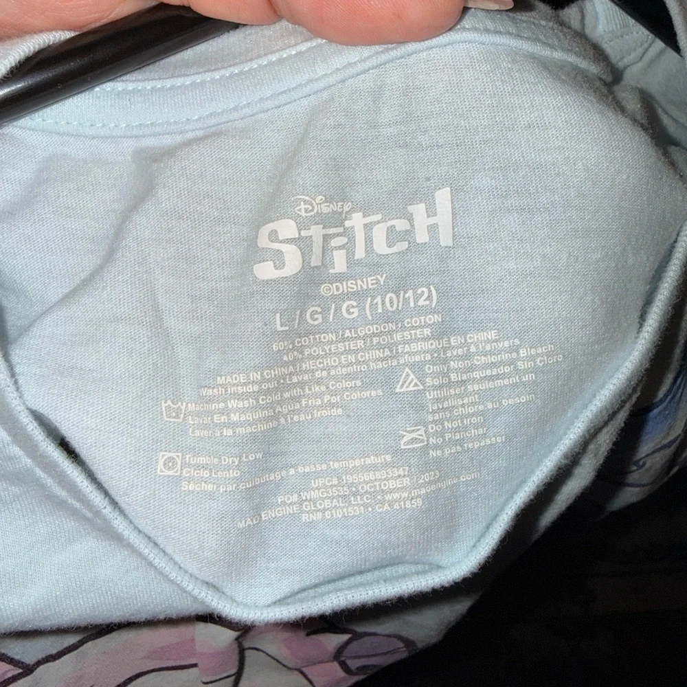 Disney Stitch Graphic Tee Kids Size L 10/12 Cute Cartoon Shirt